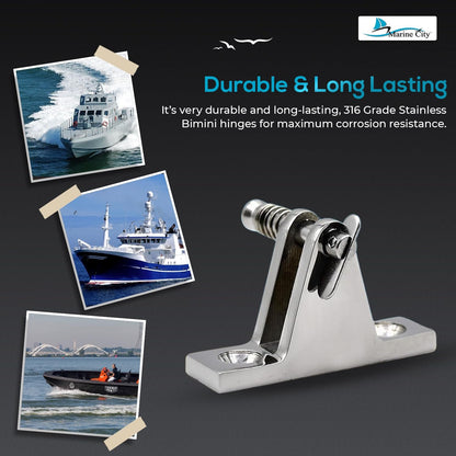 MARINE CITY 90° Bimini Top Hinge with Quick-Release Pin Stainless Steel (1 Pcs)