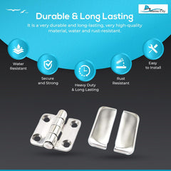 Marine City Stainless Steel Covered Strap Hinges w/ Cap 1-2/5” × 1-1/2” (2 Pcs)