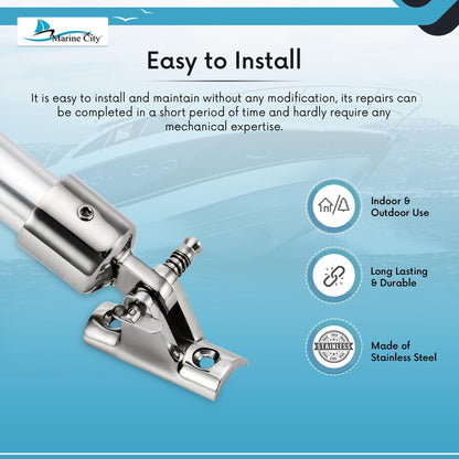 MARINE CITY 316 Stainless Steel Bimini Top Deck Hinge 90° Concave Base (2 Pcs)
