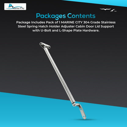 Marine City 10-1/4" Hatch Holder Adjuster–Stainless Steel, with U-Bolt & L-Plate Marine City