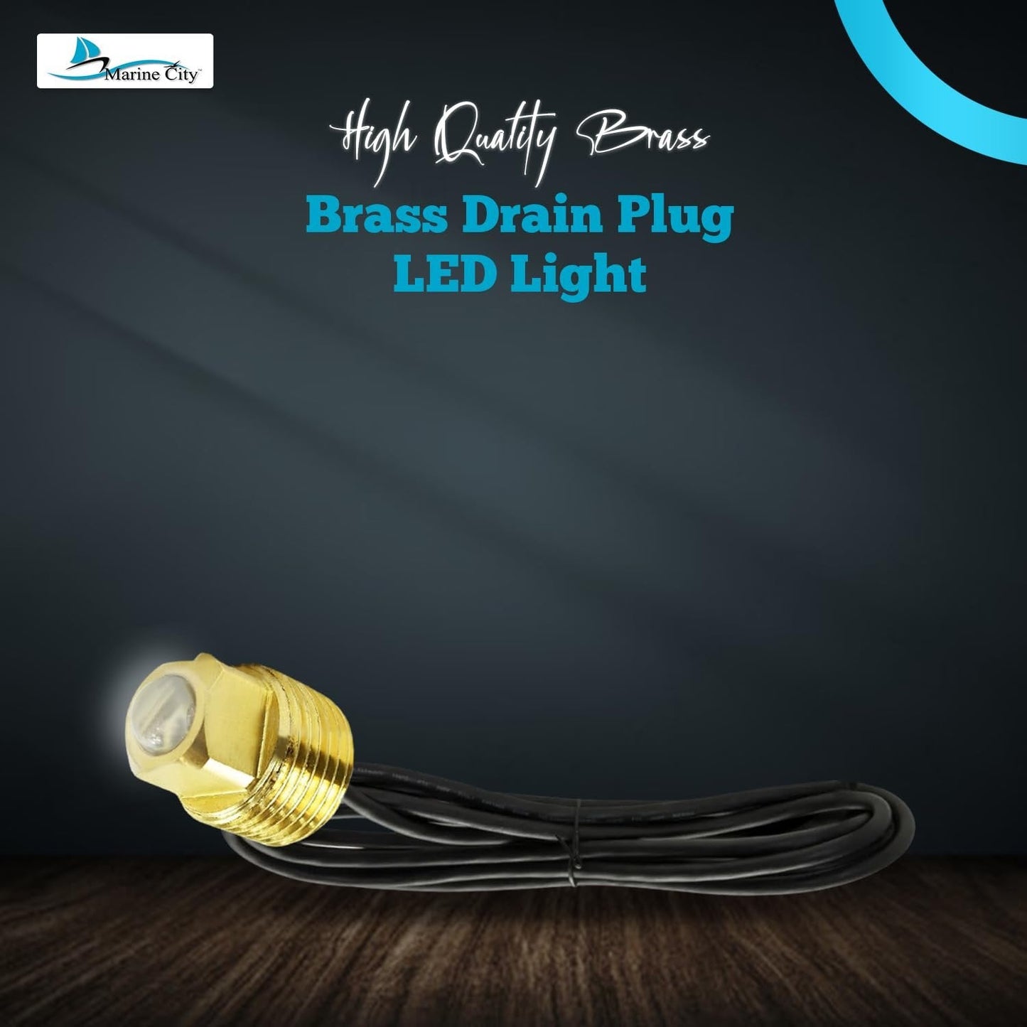 Marine City Brass Drain Plug LED Light – 20 Lumens Waterproof (Pack of 1) Marine CIty