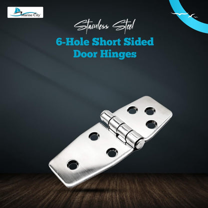 Marine City 6-Hole Short Sided Door Hinges 316 Stainless Steel Heavy-Duty (2 Pcs) Marine City