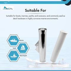 Marine City Adjustable Fishing Rod Holder 10” x 1-1/2” Anodized Aluminum (4 Pcs)