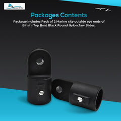 Marine City Bimini Top Boat Jaw Slides – Black Nylon Outside Eye End (2 Pcs)