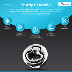 Marine City Round Flush Pull Slam Latch 2 Inch 316 Stainless Steel Flush Handle