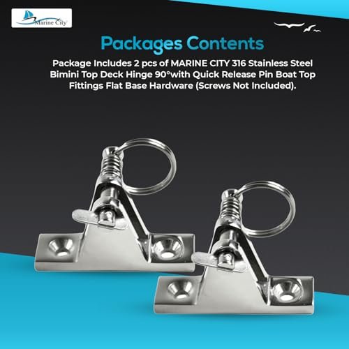MARINE CITY 90° Bimini Top Hinge with Quick-Release Pin Stainless Steel (2 Pcs) MARINE CITY