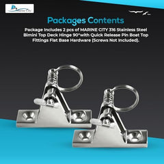 MARINE CITY 90° Bimini Top Hinge with Quick-Release Pin Stainless Steel (2 Pcs)
