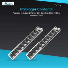 Marine City 10 Slot Louvered Vent – 304 Grade Stainless Steel, Mirror Finish