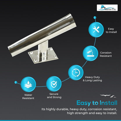 Marine City Tournament Style Single Rod Holder – Stainless Steel, 20° Angle Marine City