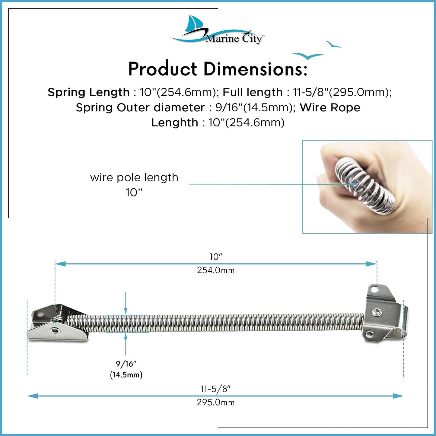 MARINE CITY Hatch Spring Adjuster with U-Bolt & L-Shape Plate – Stainless Steel Marine City