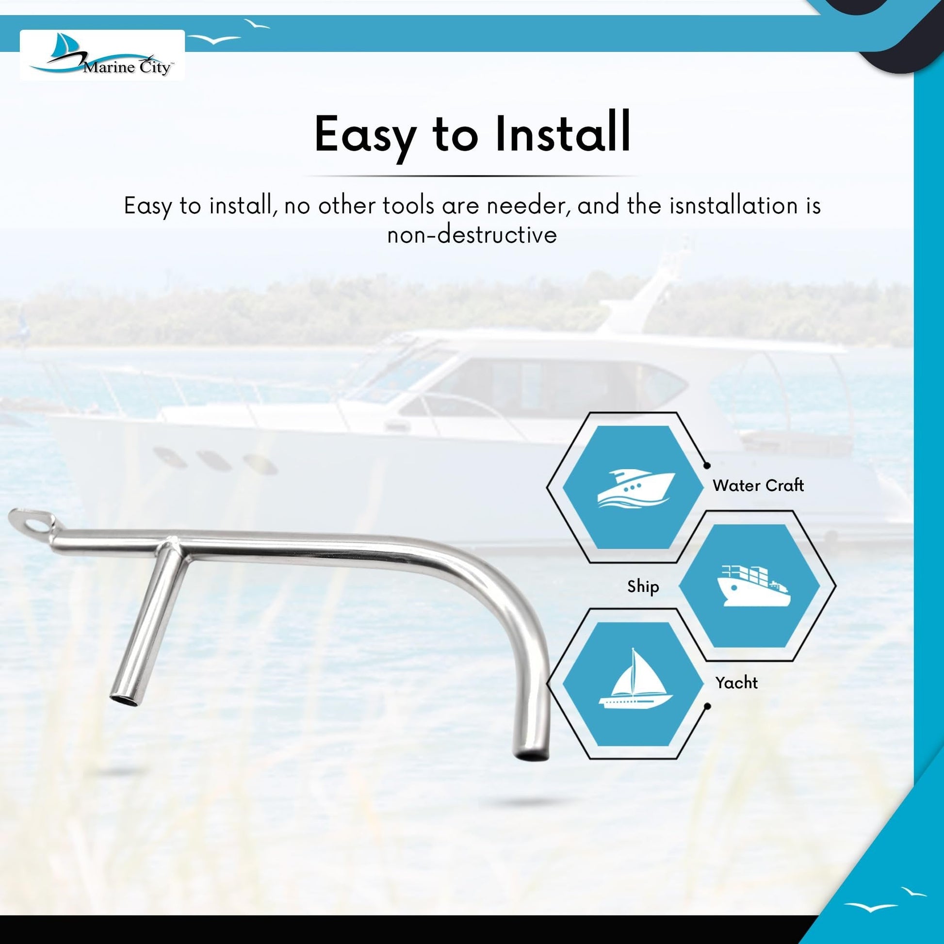 Marine City Wind Direction Indicator Light Holder – 304 Stainless Steel, Durable MARINE CITY