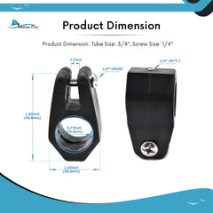 Marine City 2 piezas Bimini Top Barco Negro Redondo Nylon Jaw Slide para tubo de 3/4 pulgadas (Nylon, Tamaño del tubo: 3/4 pulgadas) 