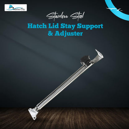 Marine City Hatch Lid Stay Support & Adjuster,  Stainless Steel, Mirror Polish Marine City Hardware