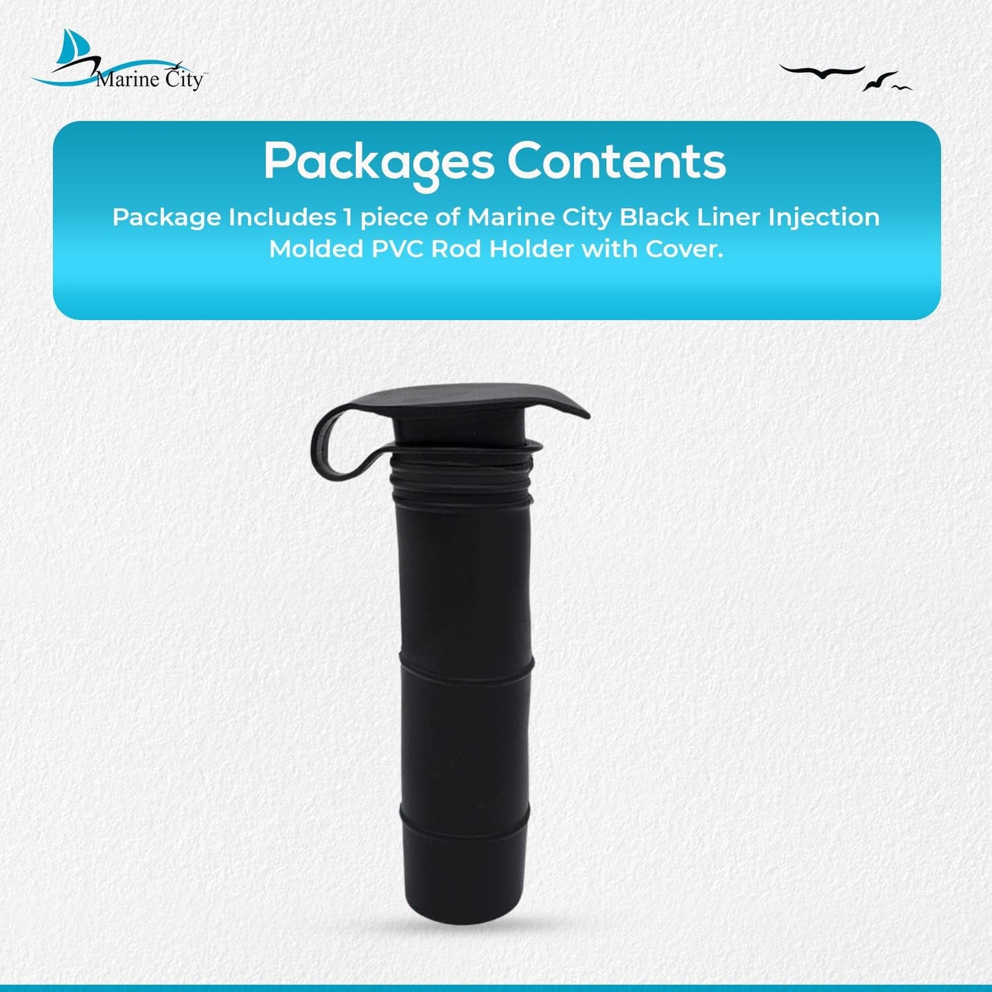 Marine City 90° Black Flush Mount Rod Holder – 6-7/8” Injection Molded PVC MARINE CITY
