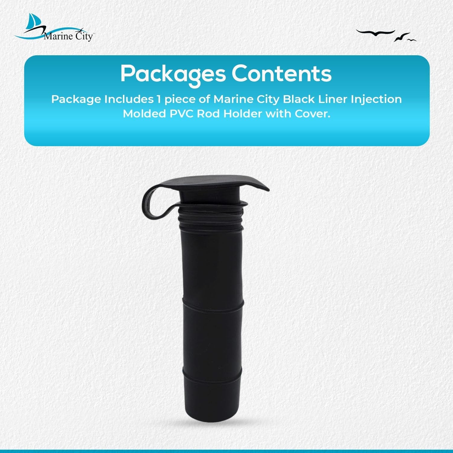 Marine City 90° Black Flush Mount Rod Holder – 6-7/8” Injection Molded PVC MARINE CITY