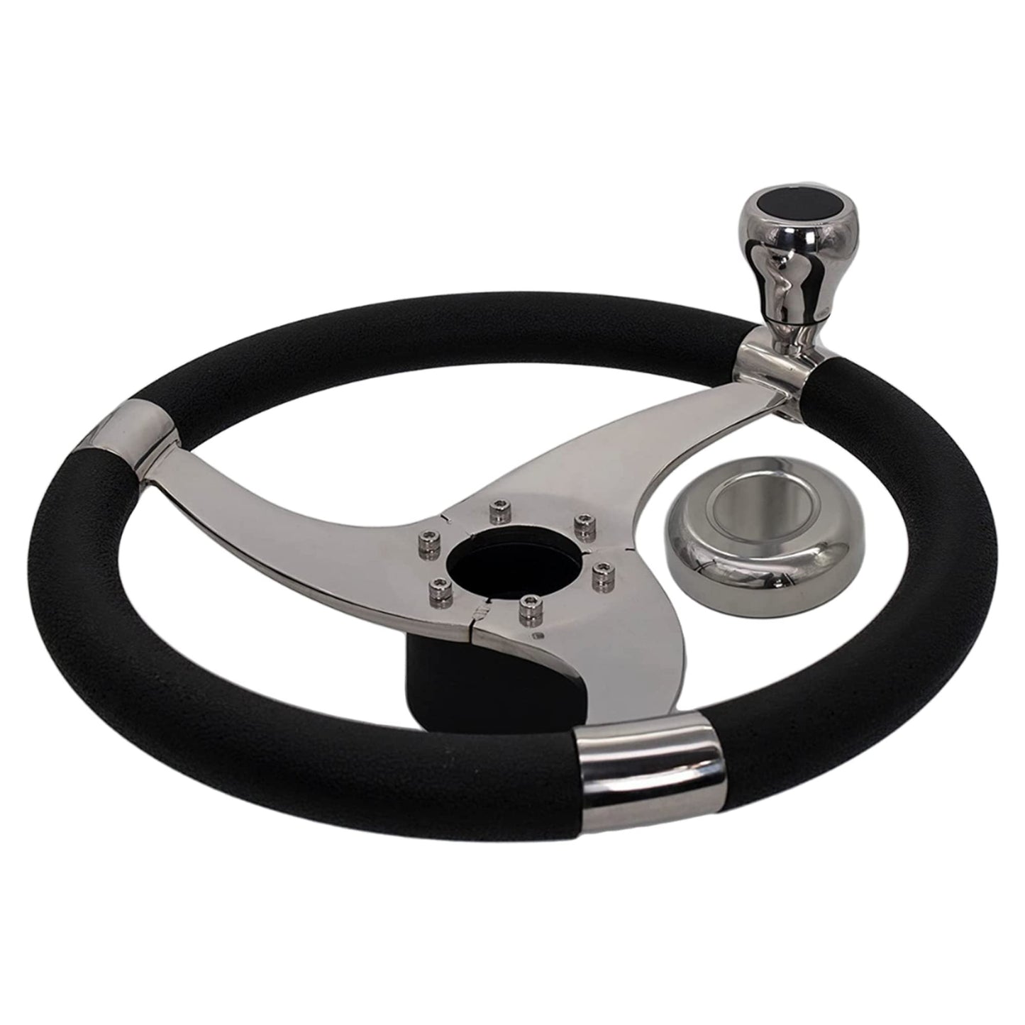Marine City Sports 3-Spoke Steering Wheel – 316 Stainless Steel, 13-1/2 Inch
