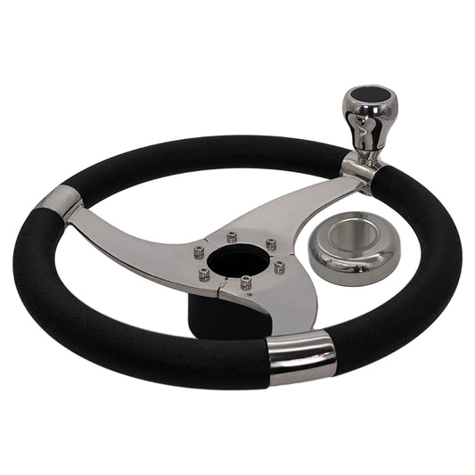 Marine City Sports 3-Spoke Steering Wheel – 316 Stainless Steel, 13-1/2 Inch