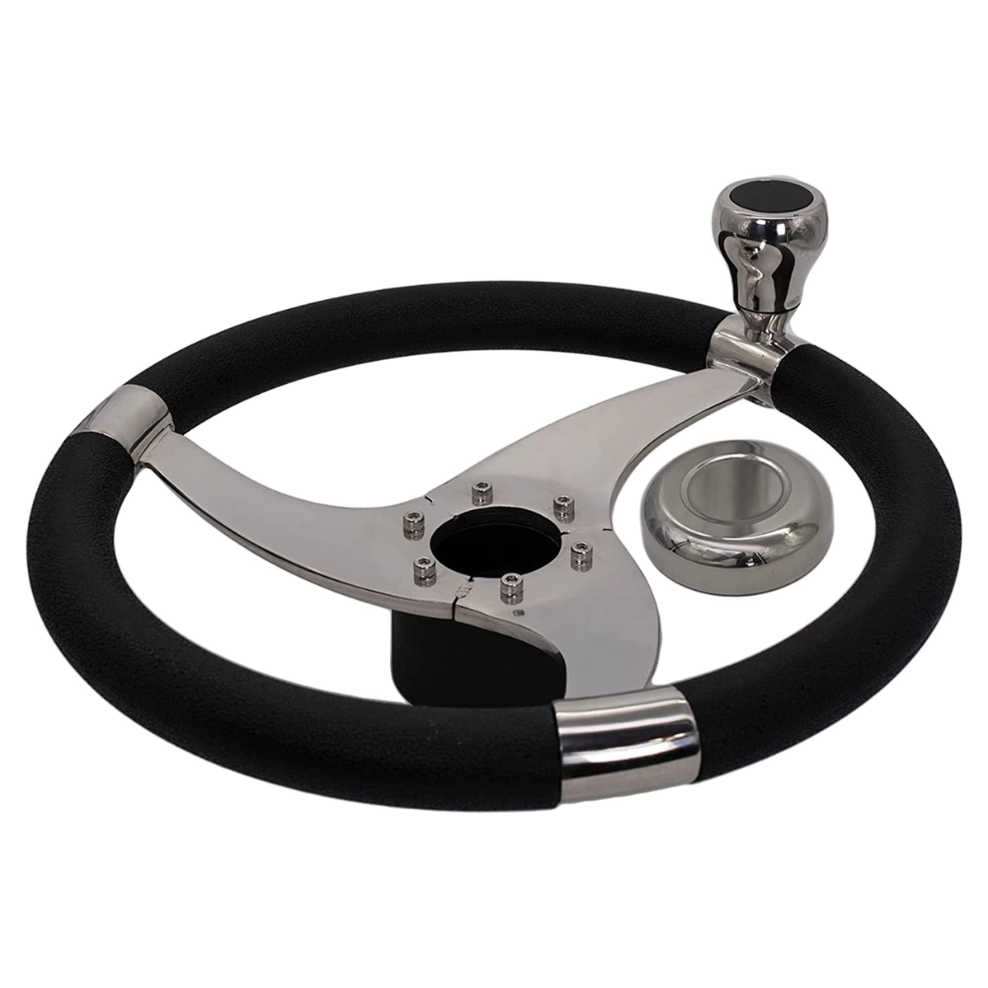Marine City Sports 3-Spoke Steering Wheel – 316 Stainless Steel, 13-1/2 Inch