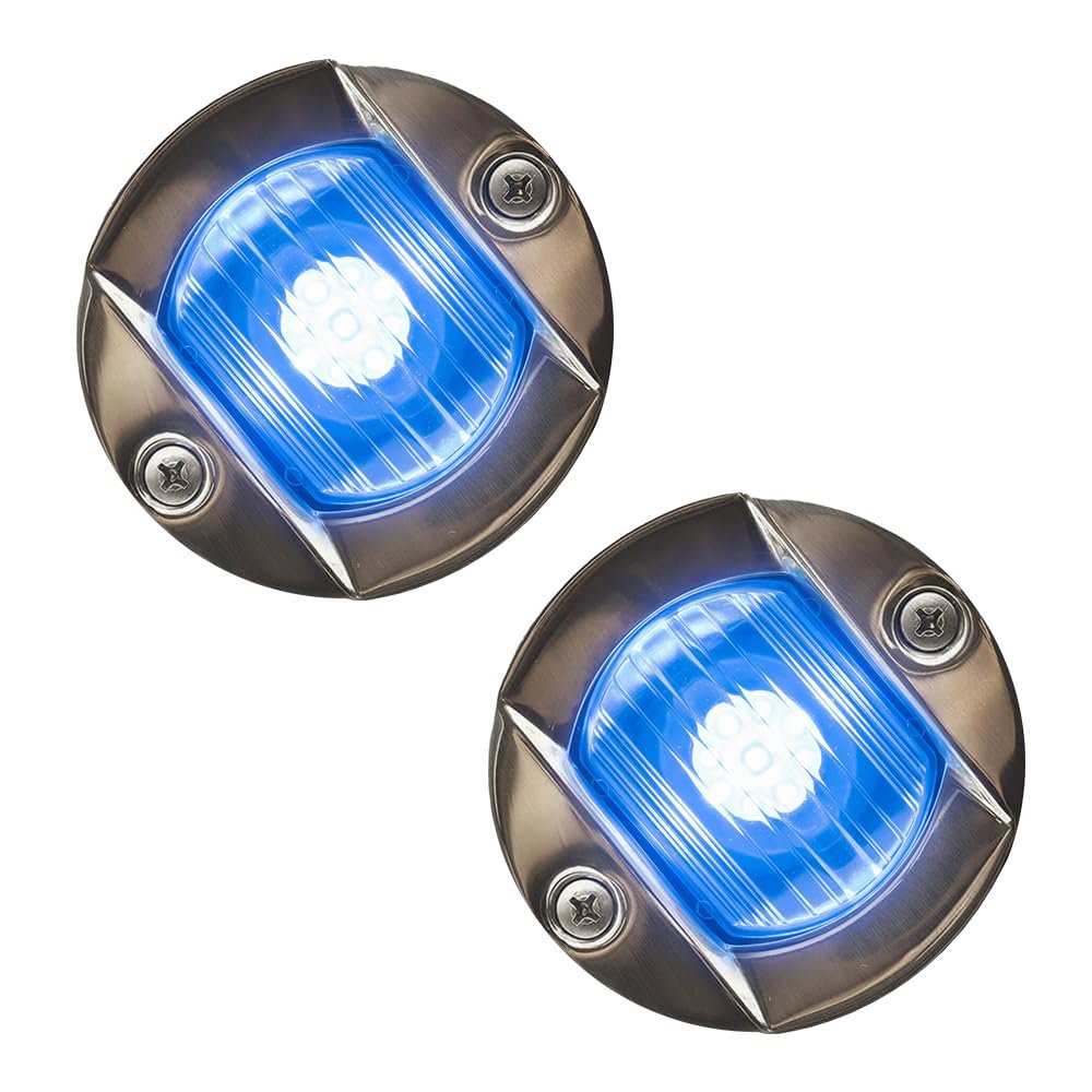 Marine City Acero inoxidable impermeable 3 pulgadas montaje empotrado precaución LED azul (12 V 18 W)