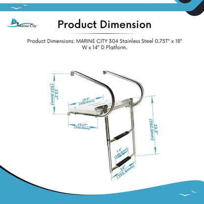 Marine City 304 Stainless Steel Anti-Slip 2-Step Telescoping Swim Ladder