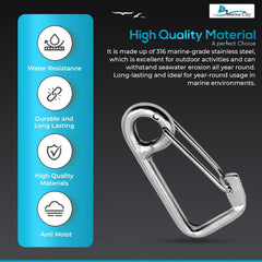 Marine City 316 Stainless Steel Carabiner Spring Snap Hook – 2” for Key