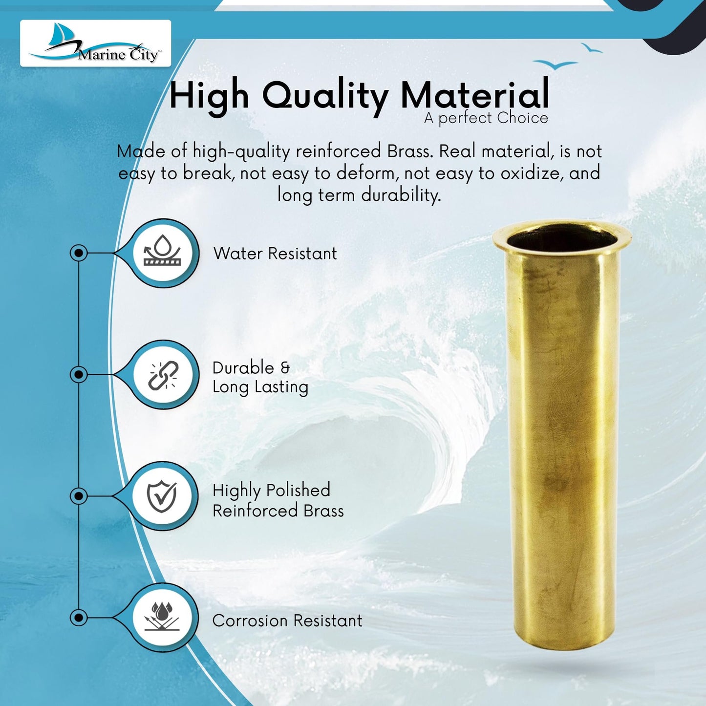 Marine City Brass Drain Tube – Corrosion-Resistant, Functional, 3-7/8” x 1”