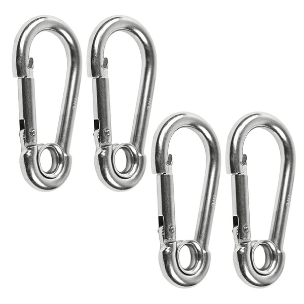 Marine City Carabiner Clip Snap Hook with Ring 2-3/4” Stainless Steel (4 Pcs)