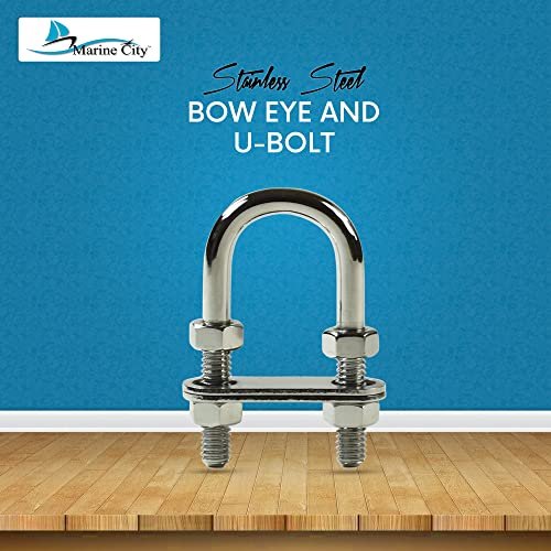Marine City Bow Eye U-Bolt, 5/16” 304 Stainless Steel, 2-3/4” Length, Heavy Duty