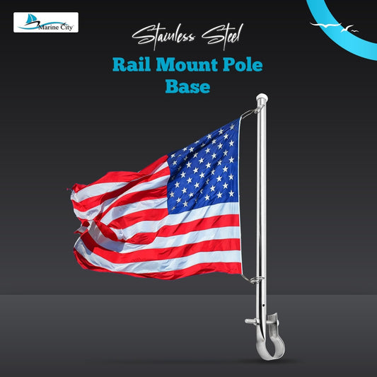 Marine City Stainless Steel Rail Mount Flag Pole Base – 304 Marine Stainless Marine City Hardware