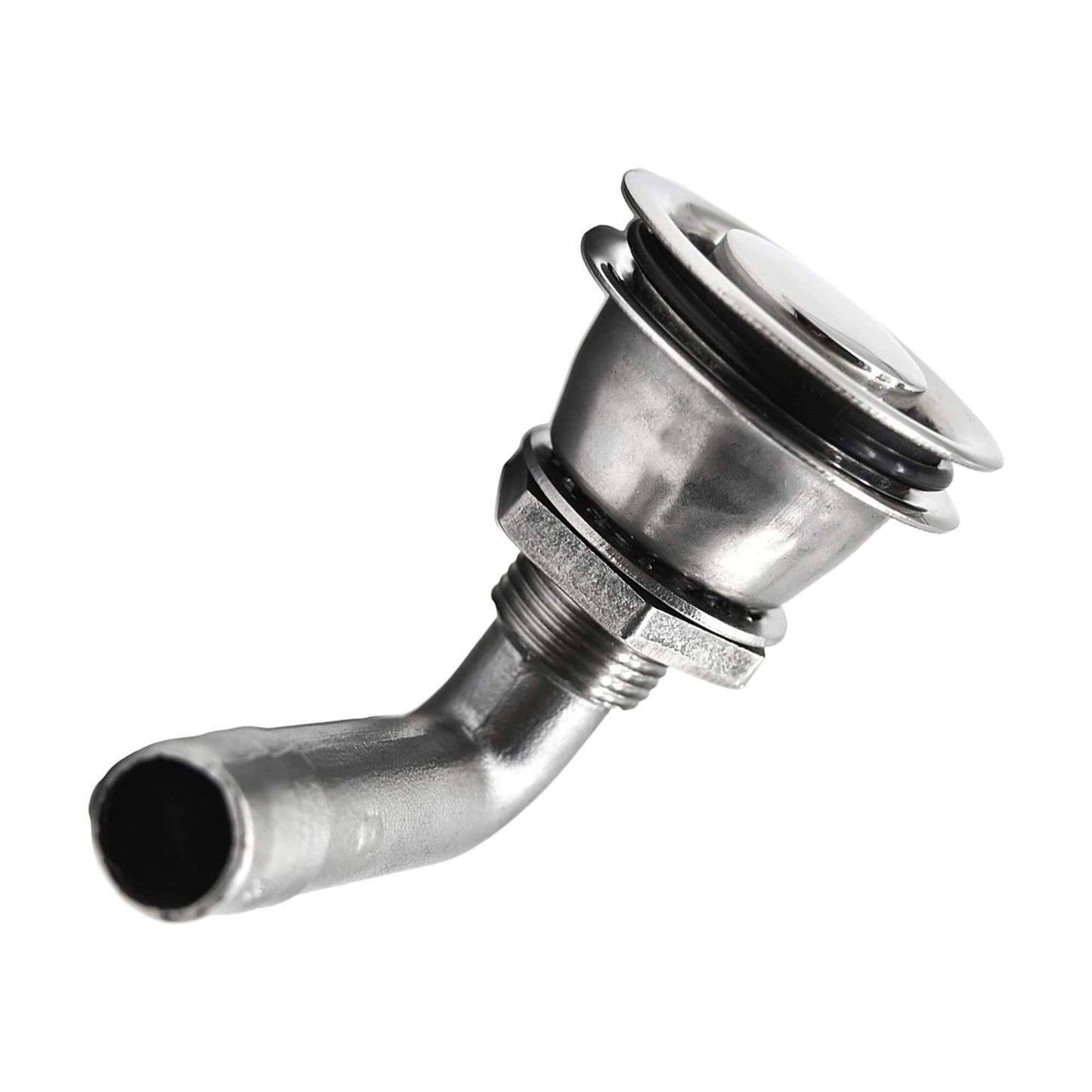 Marine City 90° Fuel Tank Vent – Stainless Steel, Fits 5/8” Hose, Removable Cap