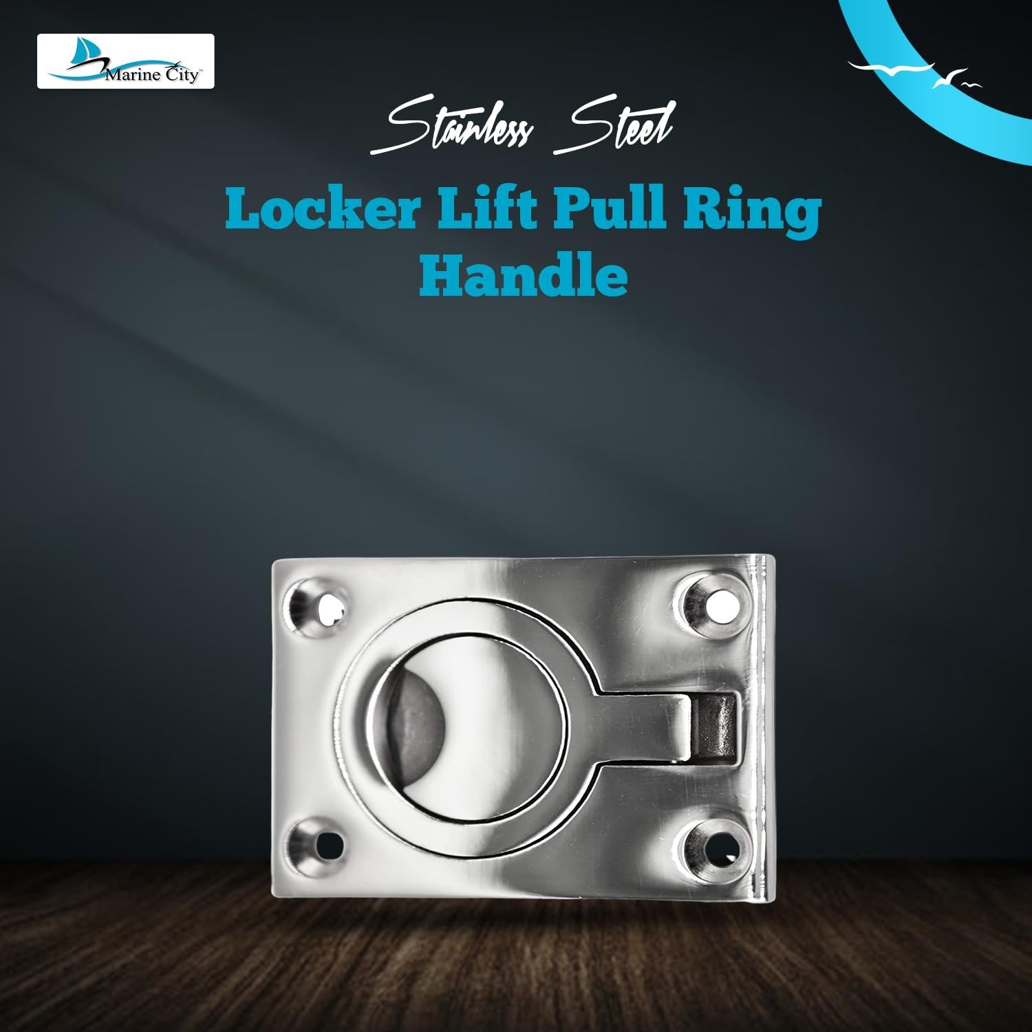 Marine City Locker Lift Pull Ring Handle – 316 Stainless Steel, 4-Point Fixing Marine City Hardware