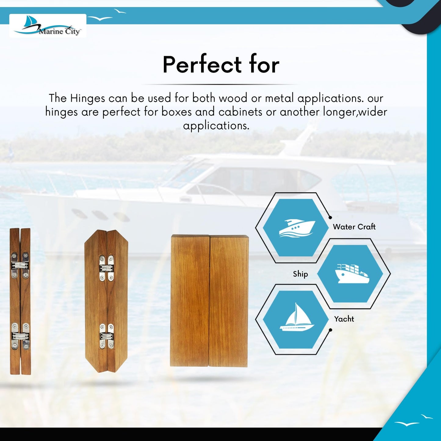 Marine City Small Hidden Hinges – 304 Stainless Steel, 2.125” (Pack of 2)