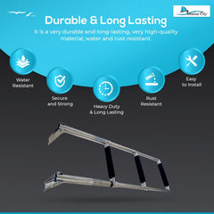 MARINE CITY 3-Step Telescoping Drop Ladder 304 Stainless Steel, 400 lbs Capacity