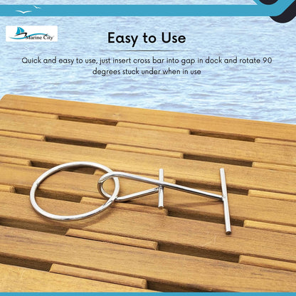 Marine City Stainless Steel Portable Dock Cleat – Heavy-Duty T-Bar O-Ring