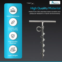 Marine City Spiral Ground Anchor with O-Ring – 304 Stainless Steel, Durable