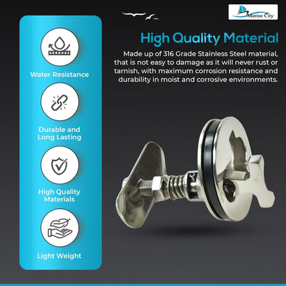 Marine City Stainless Steel Cam Latch – Marine Grade T-Handle, Flush Hatch Lock Marine City
