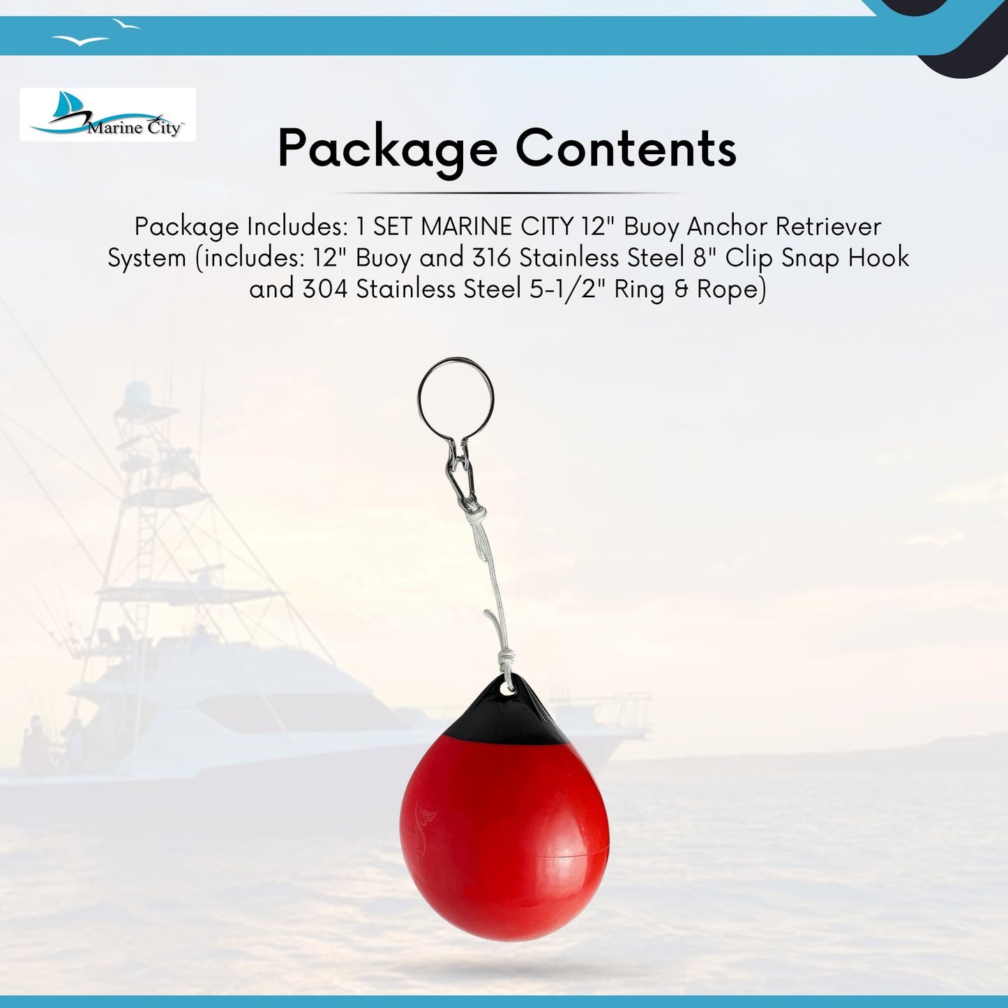 Marine City Buoy Balls – Inflatable Heavy-Duty Marine PVC Marker Buoys (1 Set)