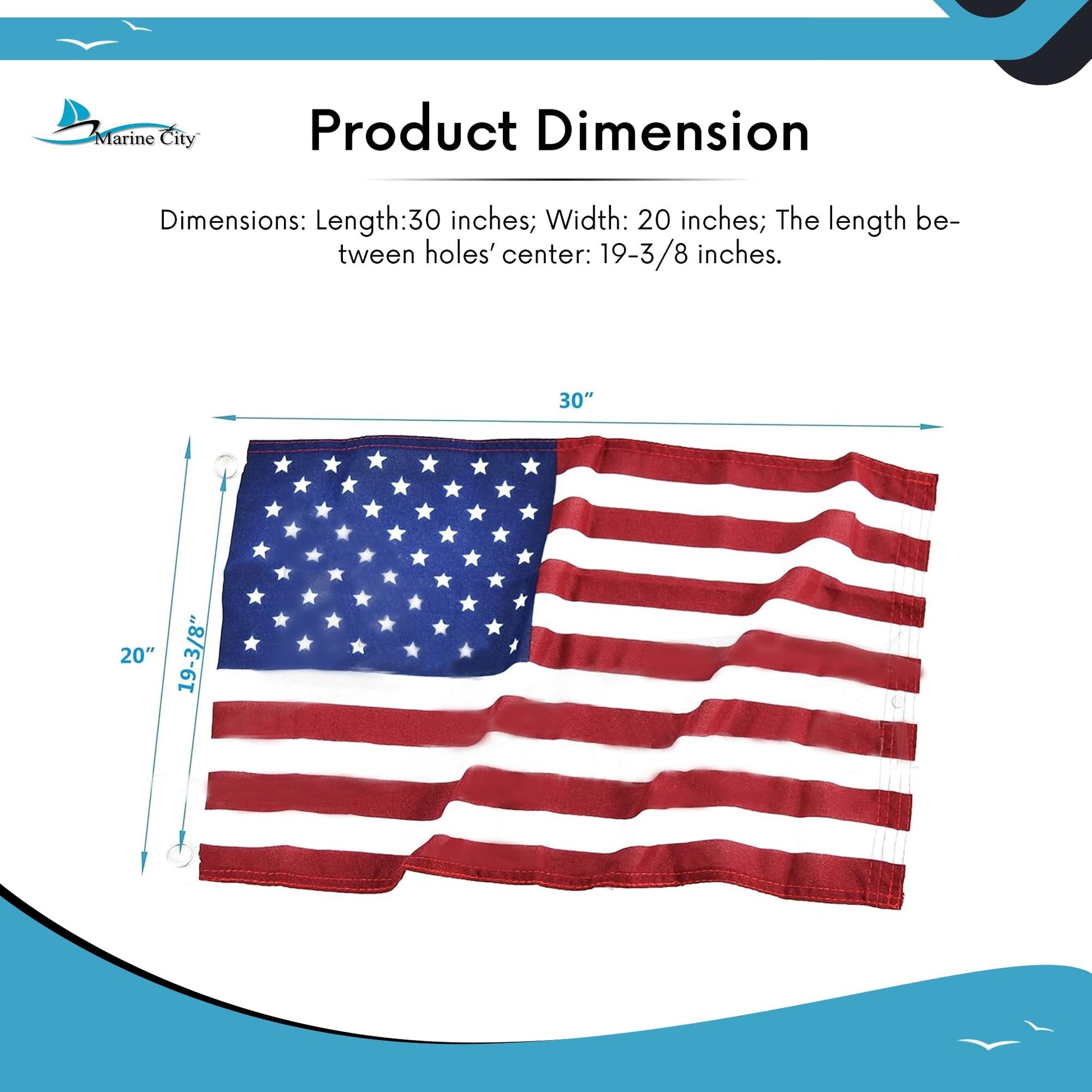 Marine City American Flag for Boats – 20" x 30" Polyester, Wind-Resistant MARINE CITY