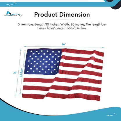 Marine City American Flag for Boats – 20" x 30" Polyester, Wind-Resistant MARINE CITY