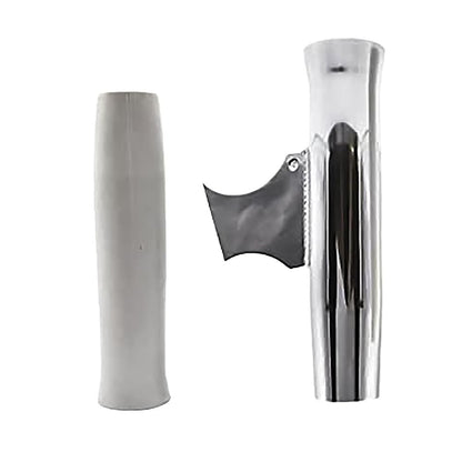 Marine City Soporte para caña de pescar con inserto de vinilo blanco soldado acampanado de aluminio L: 10" de diámetro: 1-7/8" (paquete de 4) 