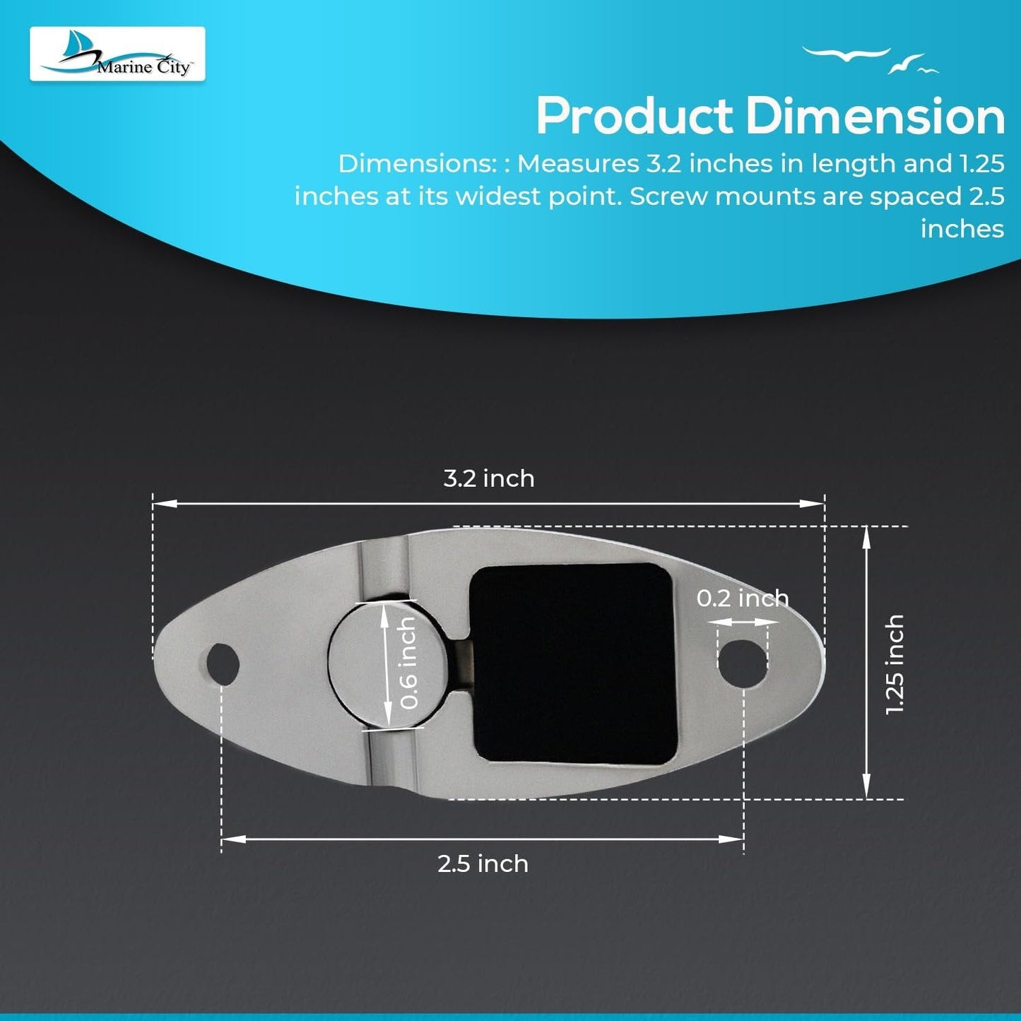 Marine City 360° Quick-Release Bimini Top Swivel Mount – 316 Stainless Steel MARINE CITY