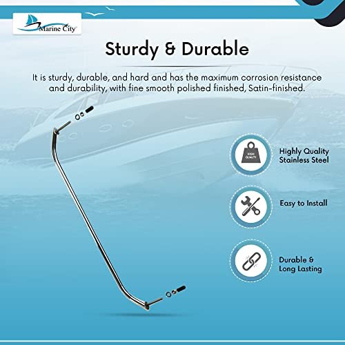 Marine City 23” Stainless Steel Oval Tube Boat Handrail with Flange & Studs MARINE CITY