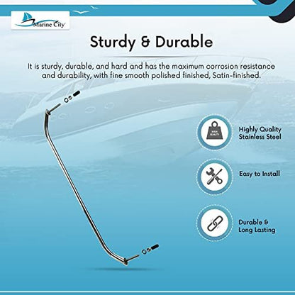Marine City 23” Stainless Steel Oval Tube Boat Handrail with Flange & Studs MARINE CITY