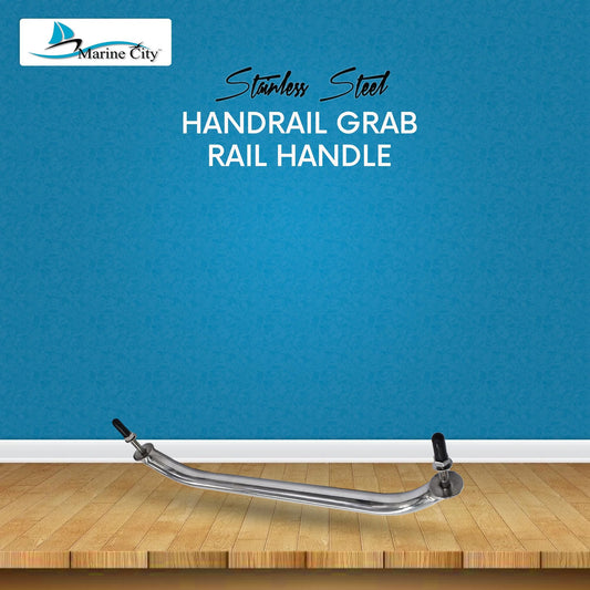 Marine City Handrail Grab Rail Handle, Stainless Steel, Oval Tube with End Studs