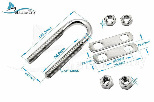 Stainless-Steel 1/2 Inches Stock Bow Eye/U-Bolt (L: 5-1/4 Inches) - Image #2