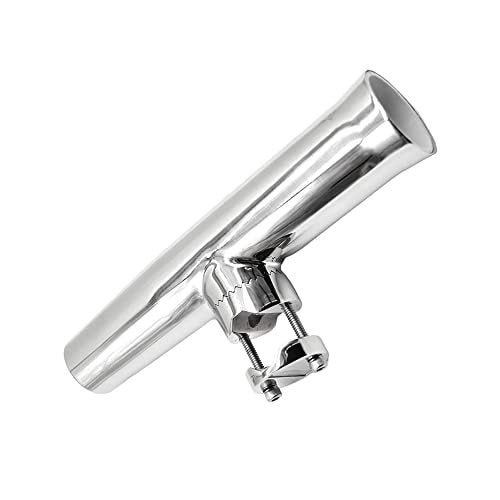 Marine City Stainless Steel Adjustable Clamp-On Fishing Rod Holder–Mirror Finish