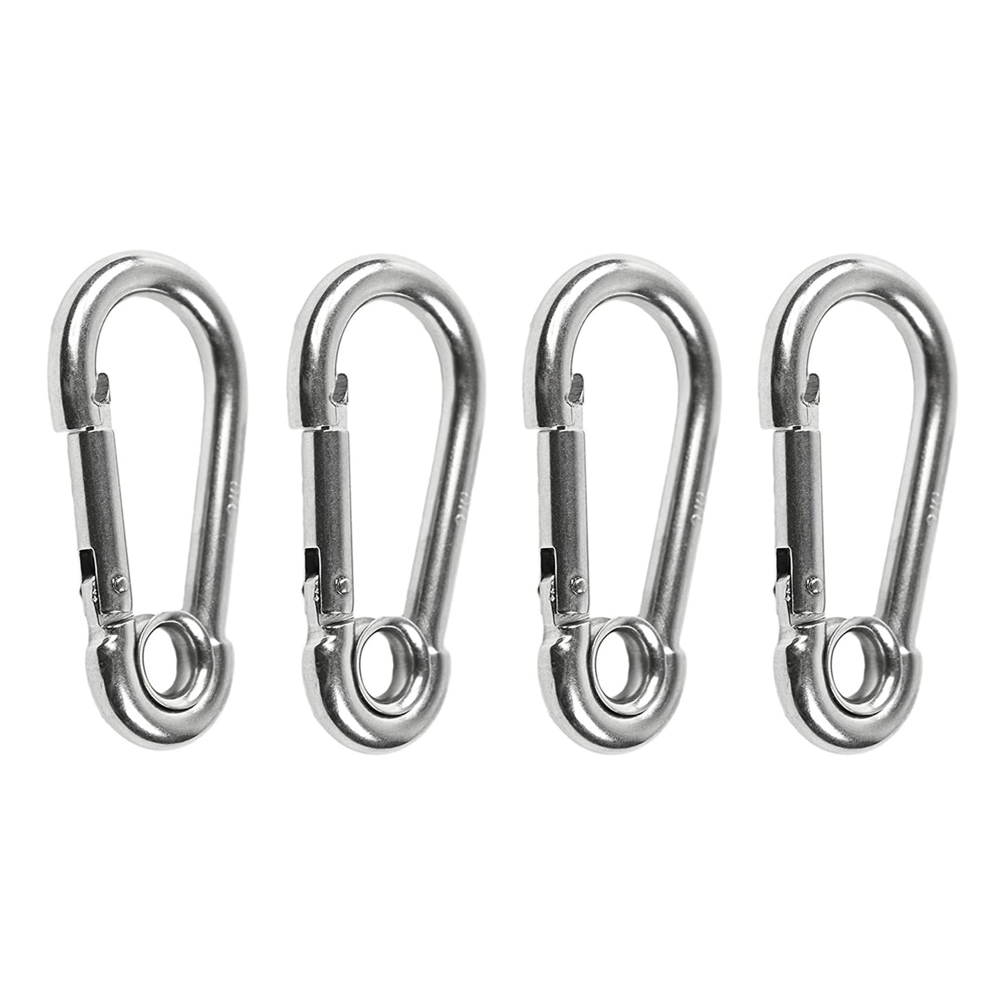 Marine City Carabiner Clip Snap Hook with Ring – Stainless Steel, 2-3/8" (4 Pcs)