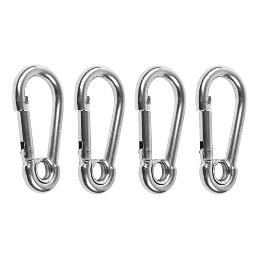 Marine City Carabiner Clip Snap Hook with Ring – Stainless Steel, 2-3/8" (4 Pcs)