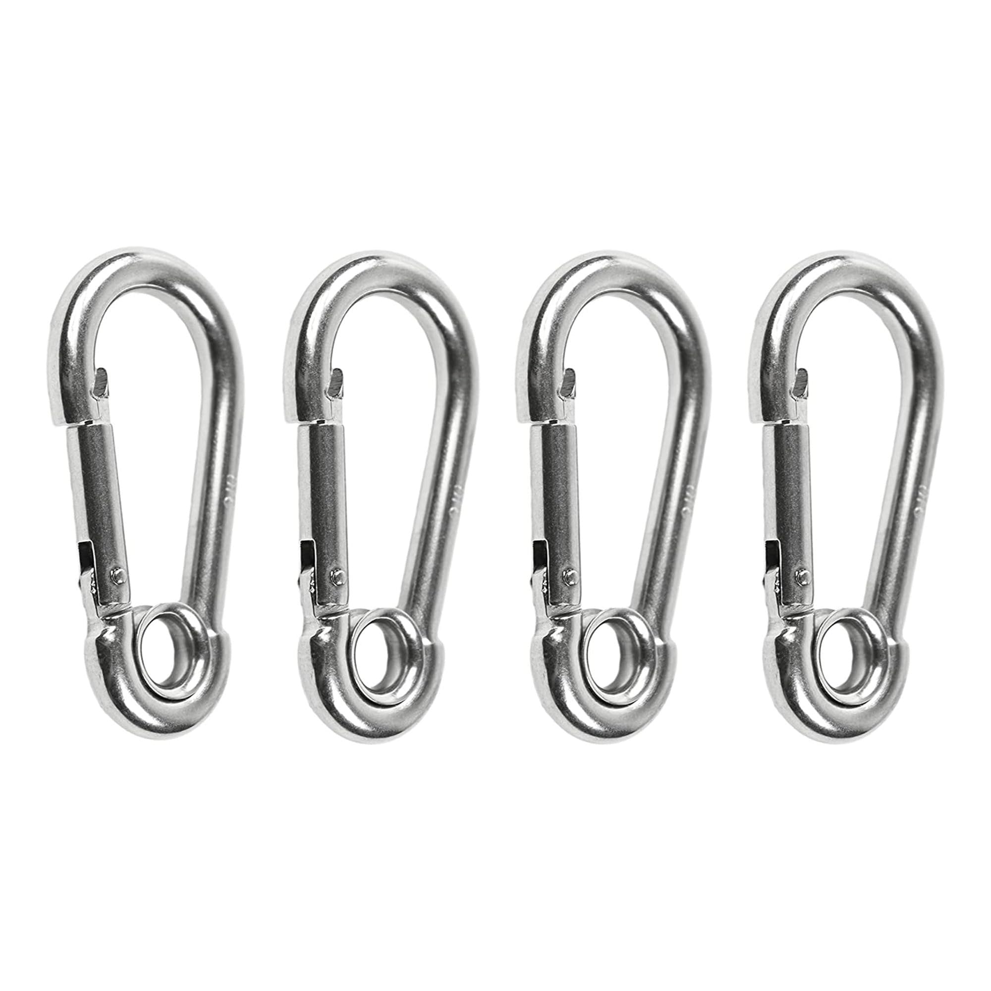 Marine City Carabiner Clip Snap Hook with Ring – Stainless Steel, 2-3/8" (4 Pcs)