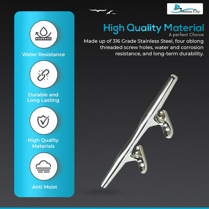 Marine City Deck Mooring Rope Tie Cleat Herreshoff Style Stainless Steel (2 Pcs) Marine City